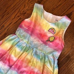 Lola + The Boys floor length rainbow dress with patches size 12 worn once!